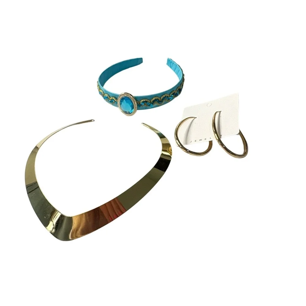 Princess Headband Collar Necklace Hoop Earrings‎ Halloween Cosplay Party Costume